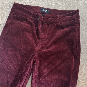 Anthropologie Paige Hoxton Ankle Wide Wale Corduroy Pants SZ 28 Burgundy